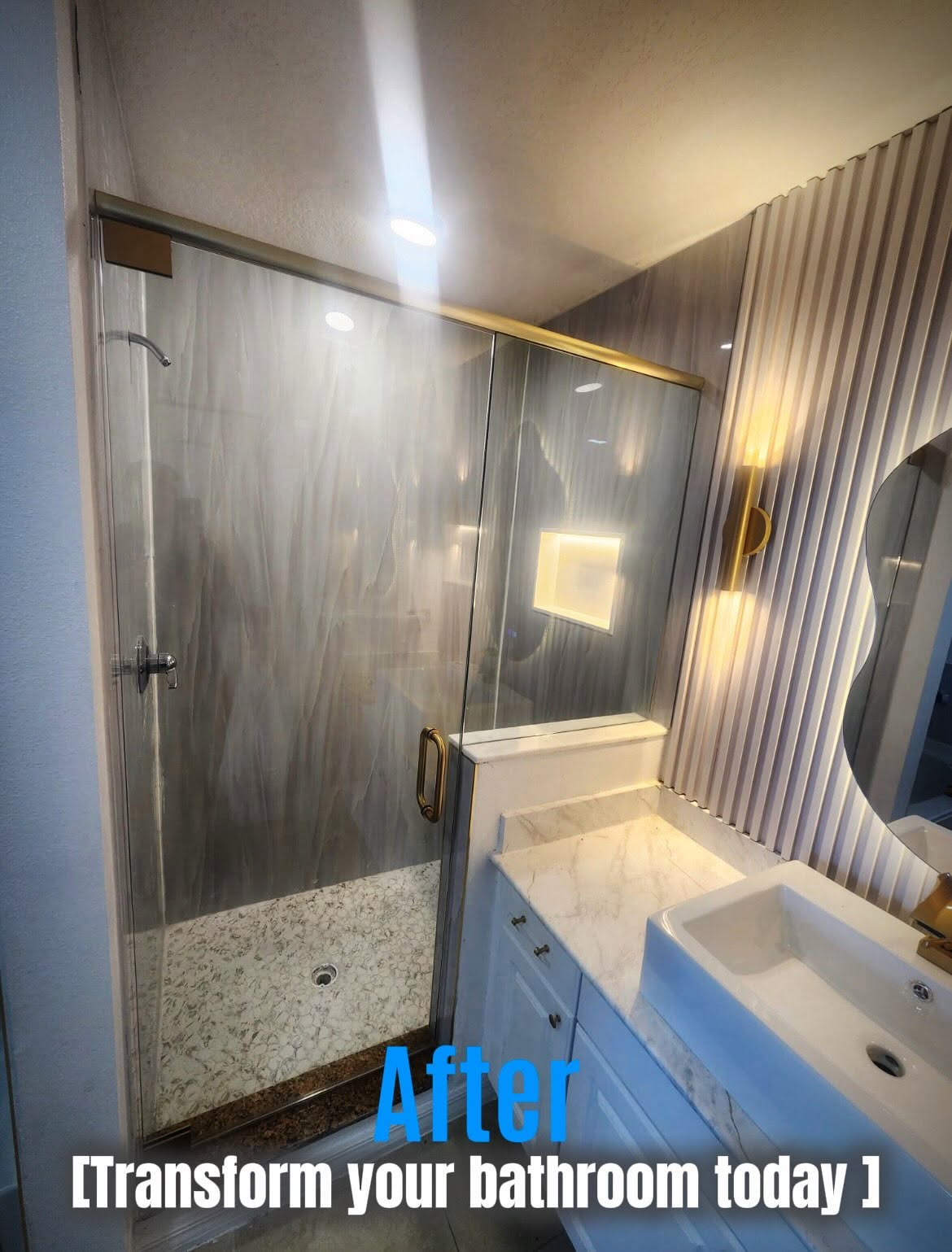 Bathroom after frameless glass enclosure installation